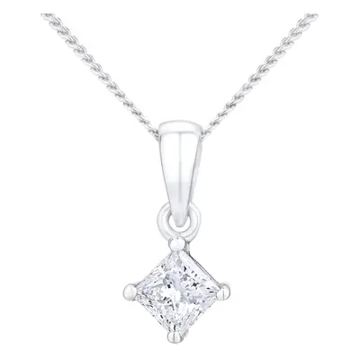 Jewelco London Platinum Princess 1/4ct Diamond Solitaire Pendant Necklace inch 46cm - PP0AXL4835