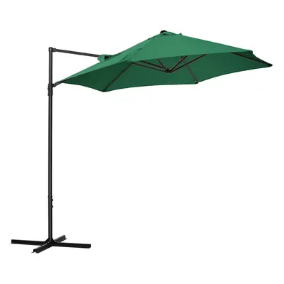 Outsunny 2.5M Offset Roma Patio Umbrella W/ Rotation and Base, Green