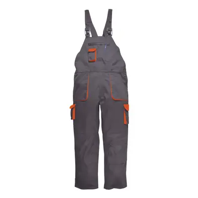 (L x Regular, Grey/Orange) Portwest Contrast Bib & Brace / Workwear (Pack of 2)