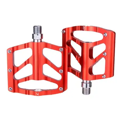 (Red) Mountain Bicycle Pedals High Strength Aluminum Alloy Wide Non-slip