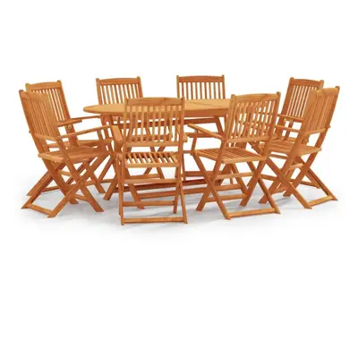 vidaXL Folding Outdoor Dining Set Piece Solid Eucalyptus Wood Table & Chair