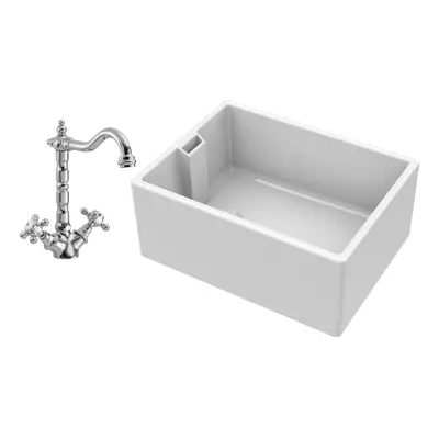 Single Bowl Fireclay Belfast Kitchen Sink & French Classic Mono Sink Mixer Tap