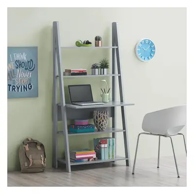 Riva Scandinavian Retro Ladder Bookcase Desk Shelving Shelf Unit Grey Tier