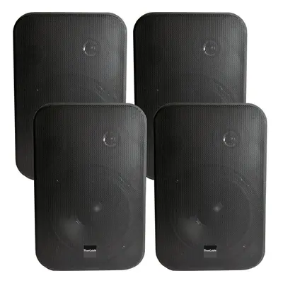 4x 6.5" 200W Moisture Resistant Stereo Loud Speakers 8Ohm Black Wall Mounted