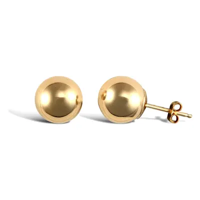 Jewelco London Ladies 9ct Yellow Gold Ball Bead Stud Earrings, 8mm - JES306