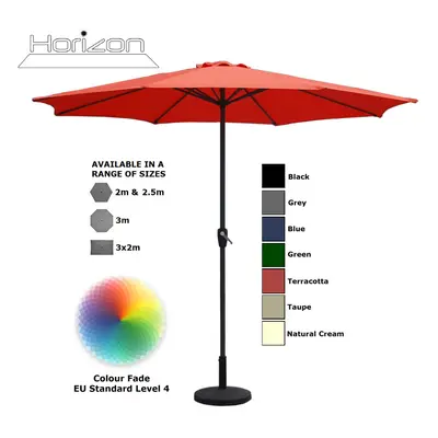 (3m, Terracotta) Parasol Aluminium Crank Full & Half Shade Umbrella