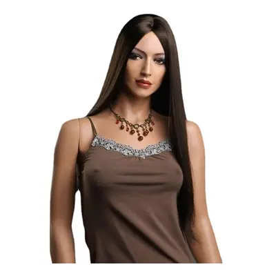 Long Straight 100% Kanekalon Synthetic Wig Capless Dark Brown Smooth Middle Bang