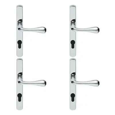 4x PAIR Flared Lever on Narrow Euro Lock Backplate x 26mm Polished Chrome