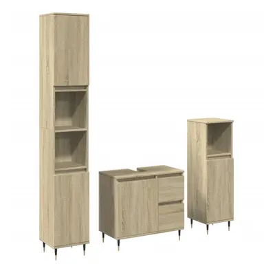 vidaXL Bathroom Furniture Set Piece Sink Cabinet Sonoma Oak Engineered Wood