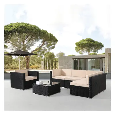 AREBOS Polyrattan Garden Furniture Garden Set Lounge Set Seating Group Black