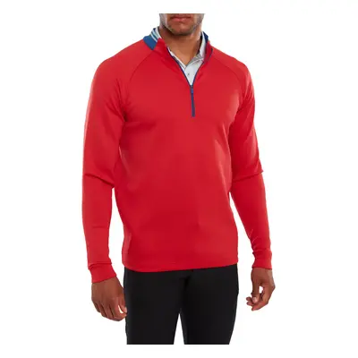 (XL, Red) Footjoy Mens Rib Trim Chill Out Stripe Collar Half Zip Golf Sweater