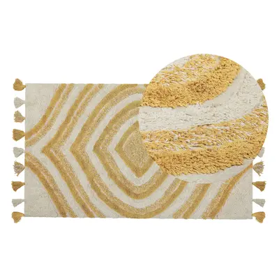 Cotton Area Rug x cm Beige and Yellow BINGOL