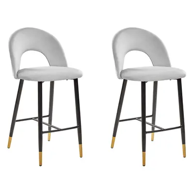 Set of Bar Chairs FALTON Velvet Grey