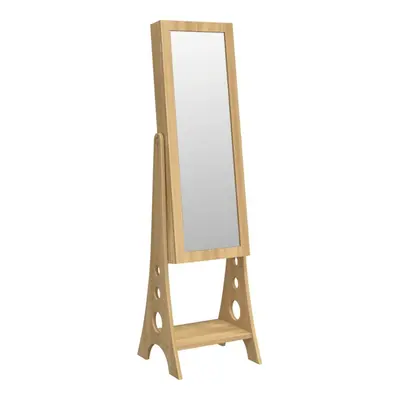 (brown) vidaXL Mirror Jewellery Cabinet with LED Lights Free Standing Mirror White