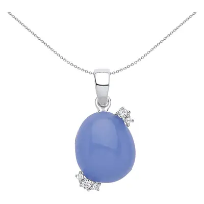 Jewelco London Ladies Sterling Silver lilac Oval Quartz Pebble Pendant Necklace inch - GVP417VIO