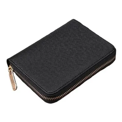 (Black) Card Slots Men's Zipper Short Wallet C ard Holder with RFID Blocking Technology