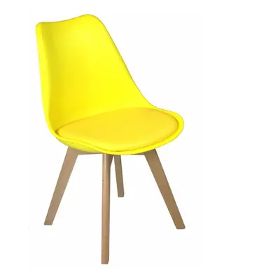 (Yellow) x Charles Jacobs Dining Chairs Beech Wood Legs Tulip Design Furniture Set