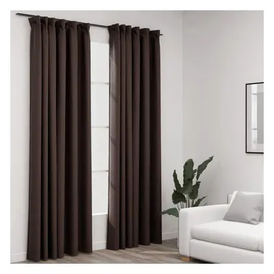 vidaXL Linen-Look Blackout Curtains with Hooks pcs Taupe 140x225 cm