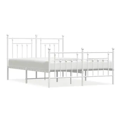 (white, x cm/with headboard & footboard) vidaXL Metal Bed Frame Bedroom Bed Base Bedstead Metal 