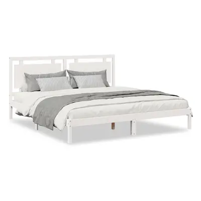 (white, x cm) vidaXL Bed Frame Wooden Platform Bed Bedstead Bedroom Bed Base Solid Wood