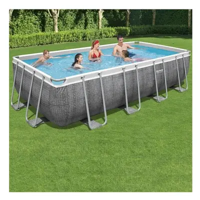 Bestway 18ft x 9ft x 48in Power Steel Rectangular Pool Set