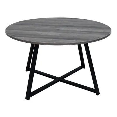 FWStyle Industrial Style Large Round Coffee Table Grey Wood Top