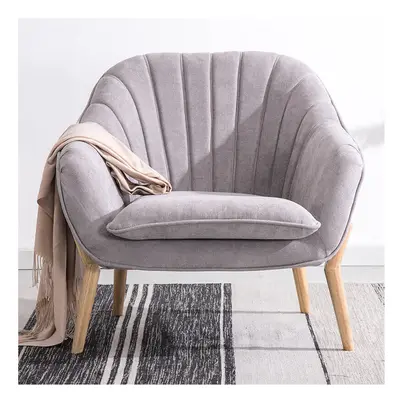 (Grey) Modern Faux Wool Single Sofa Chair with Cushion