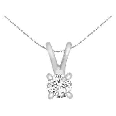 Jewelco London Solid 9ct White Gold Claw Set Round H I1 0.3ct Diamond V-bale Solitaire Pendant -