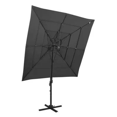 vidaXL 4-Tier Garden Parasol with Aluminium Pole Outdoor Umbrella Anthracite