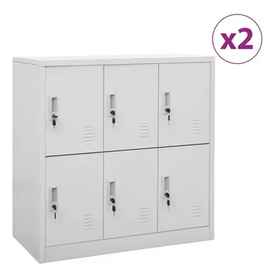 vidaXL 2x Locker Cabinets Light Grey Steel Office School Storage Side Cabinet