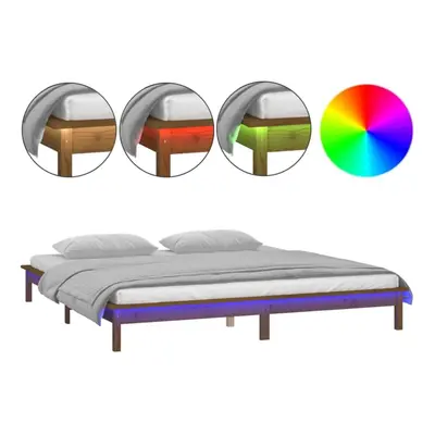 (honey brown, x cm) vidaXL Solid Wood LED Bed Frame Home Bedstead Platform Bed Multi Colours/Siz