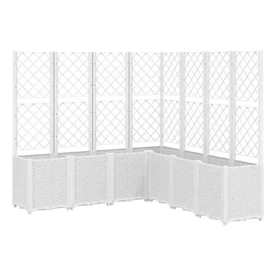 vidaXL Garden Planter with Trellis Outdoor Flower Pot Planter Pot Box White PP