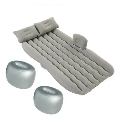 (Grey) Wave Round Pier Air Bed Car Travel Inflatable Mattress Sleeping Camping Cushion with Pill