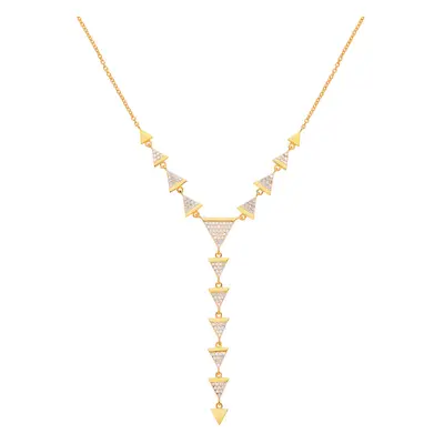 Jewelco London Ladies Yellow Gold-Plated Sterling Silver Cubic Zirconia Triangle Pizza Slice Dro