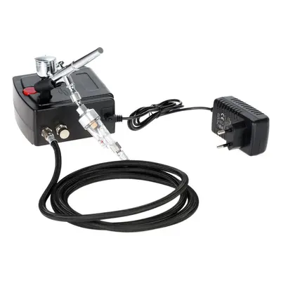 (EU Plug) Professional Gravity Feed Dual Action Airbrush for Art Painting Tattoo Manicure Craft 