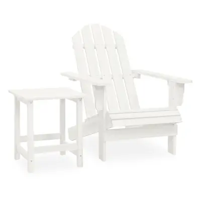 vidaXL Solid Fir Wood Garden Adirondack Chair with Table White Patio Seating