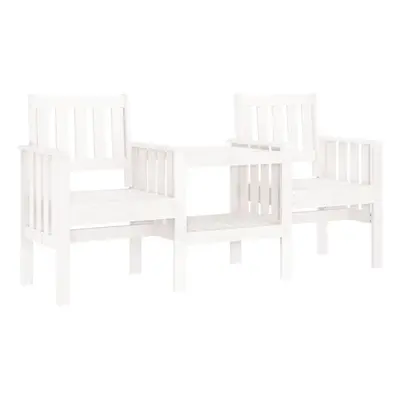 (white pine) vidaXL Garden Bench with Table Outdoor 2-Seater Bench Chair Solid Wood Pine