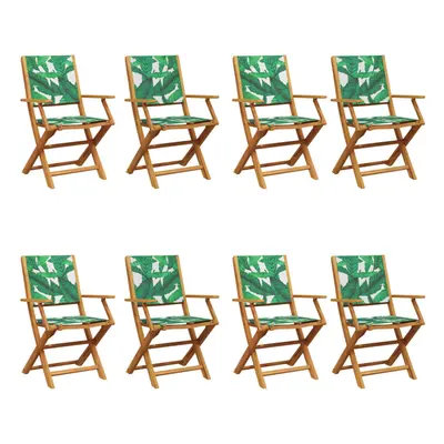 (leaf pattern, pcs) vidaXL Garden Chairs Outdoor Chair Dining Chair Solid Wood Acacia and Fabric