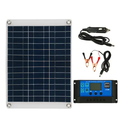 (Solar Panel+80A Controller) 20W 12V/5V Polycrystalline Solar Panel Kit Battery Charger Portable