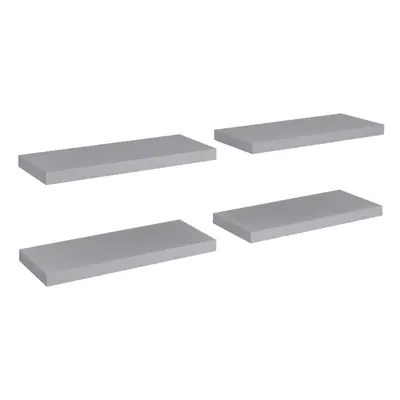 vidaXL 4x Floating Wall Shelves Grey 60x23.5x3.8 cm MDF Display Hanging Rack