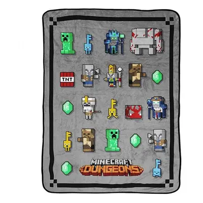 Minecraft 46 x in. Minecraft Dungeon Mobs Fleece Throw Blanket, Gray