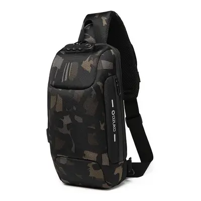 (Camouflage) Waterproof USB External Charging Anti-theft Crossbody Chest Bag