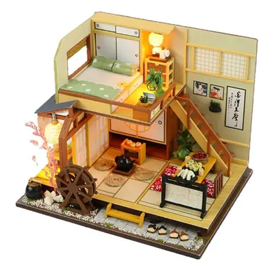 DIY Miniature Wooden Furniture LED Kit Japanese Style Handcraft Toy Doll House Gift