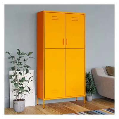 vidaXL Wardrobe Mustard Yellow Steel Bedroom Hanger Clothing Storage Cabinet