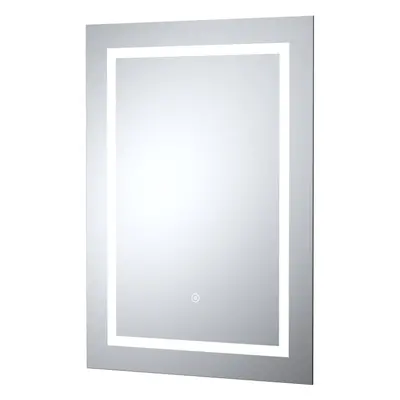 Rectangular LED Framed Illuminated Touch Sensor Mirror with Demister, 700mm x 500mm - Chrome