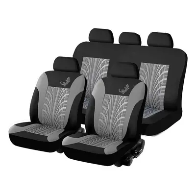 (Grey, Pcs) 4PCS/9PCS Car Front Seat Cover Fabric Cases Protector with Tire Track Detail Styling