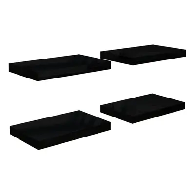 vidaXL 4x Floating Wall Shelves High Gloss Black 40x23x3.8 cm MDF Bookcase