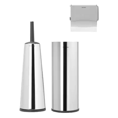 Brabantia Three-Piece Toilet Accessory Set Brilliant Steel