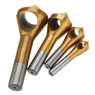 4pcs Countersink Deburring Bit Set Titanium Coated Chamfering Drill Oblique Hole Chamfer