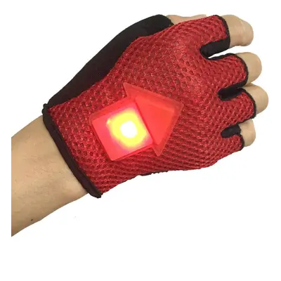 (Red, XL) Bike Gloves Gravity Sensor Turn Signal LED Light Automatic Induction Warning